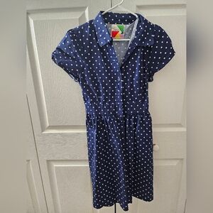 Maeve Navy Polka Dot Midi Dress